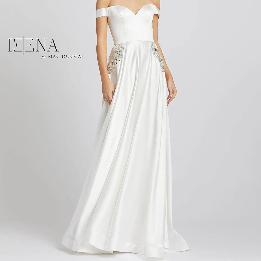Mac Duggal White Evening Gown